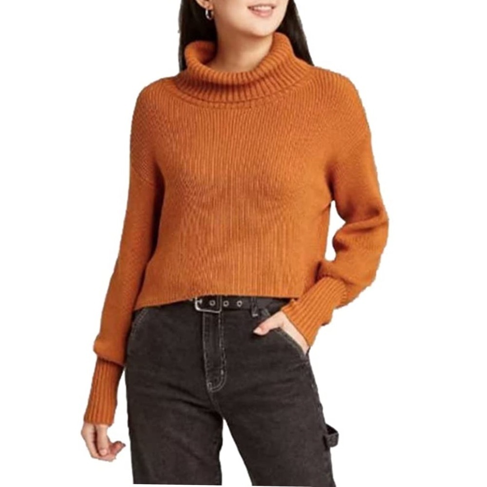 Wild Fable burnt orange cropped turtleneck sweater NWT
